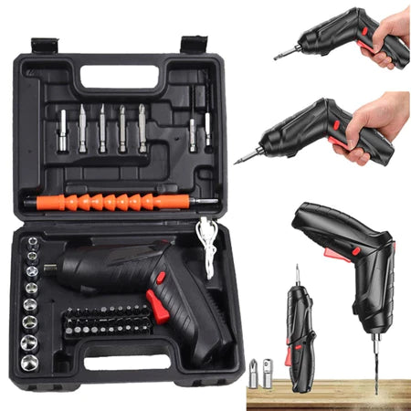 Kit Parafusadeira Doméstica com maleta Leve Portátil Type -C Recarregável